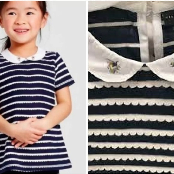 Victoria Beckham for Target Set, Navy with ivory scalloping & bee detail 3T. - Picture 4 of 5